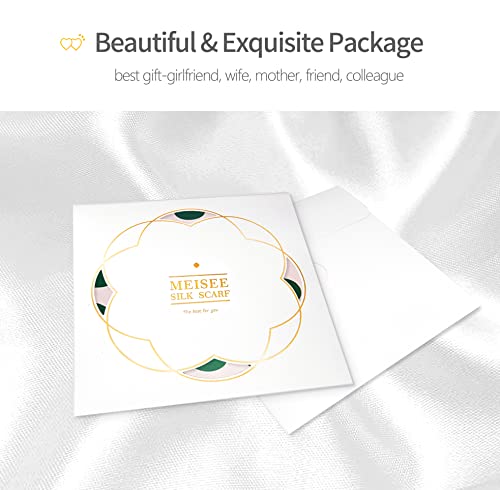 Meisee Pure Mulberry Silk Scarfs Women Small Square Scarf 21" X 21" Breathable Lightweight Neckerchief Printed Headscarf (B-60 Green Dot) #TOP6