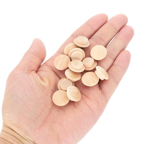 Image of uxcell 16Pcs Wood Button Plugs, 12mm /0.47 inch Hardwood Screw Hole Plug Mushroom Wooden Caps Buttons Wood Plug for Furniture Woodworking Craft Decor (18mm x 12mm)