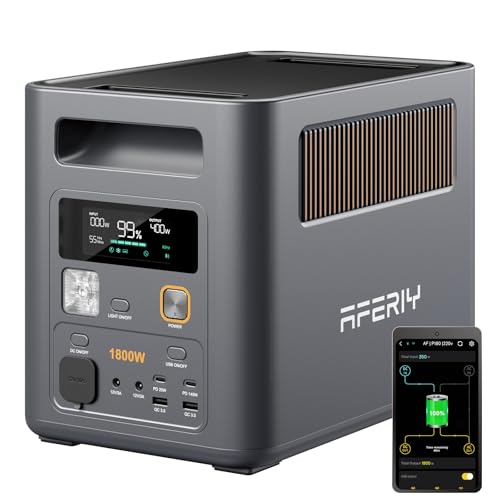 AFERIY P180 Pro Générateur Électrique Portable 1800W, Batterie Nomade Extensible à 5120Wh, Recharge Rapide 0-80% en 36Min, BMS, UPS＜10ms, Station...