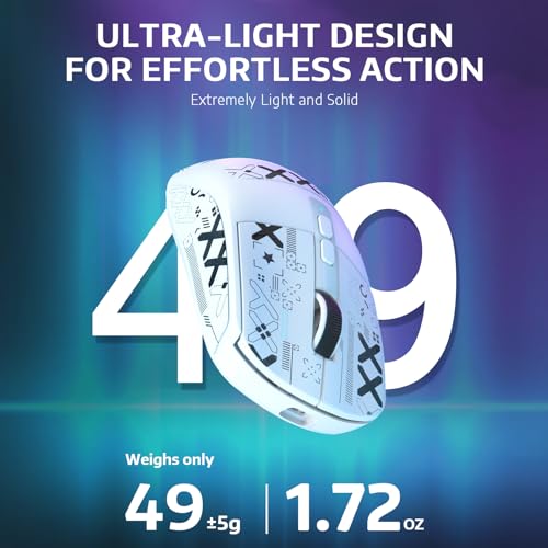 Image of Attack Shark X6 49g Superlight Wireless Gaming Mouse with Magnetic RGB Charging Dock,BT /2.4GHz Wireless /Wired Mouse,PixArt PAW3395 Sensor, 26000DPI, Griptape, 200Hrs Battery for Win /Mac (White)