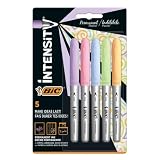 BIC Intensity Pastell Marker, in 5 verschiedenen Pastellfarben, mit mittlerer Rundspitze, schnelltrocknend und geruchsarm