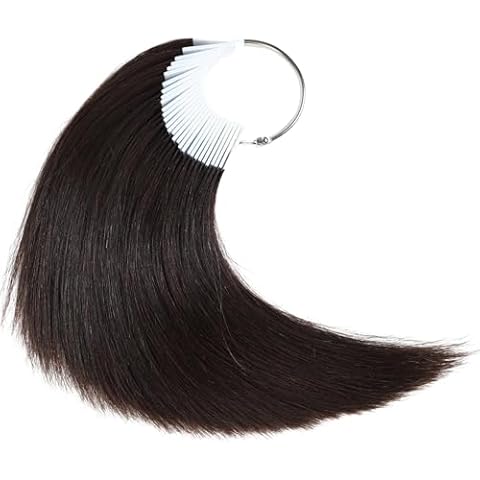 RINBOOOL Hair Swatches for Testing Color, Dark Brown Tone Level 2, Real Natural Remy Human Hair, 30 Strands per Pack, 8 Inches Cover