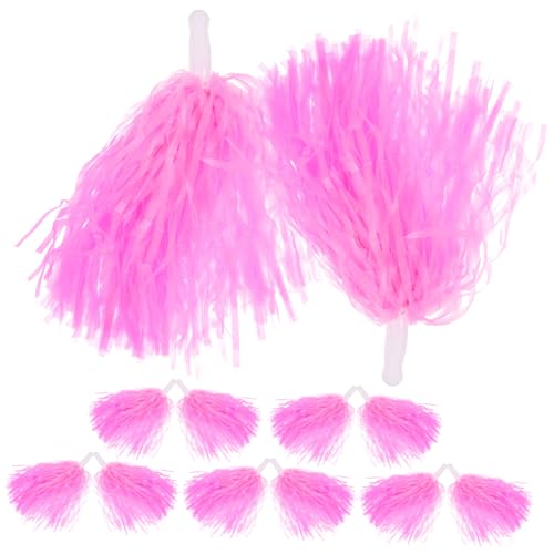 TOBBOMEY Pompon Rosa Da Cheerleader 12 Pezzi in Plastica Lucida Leggera Per Balli Eventi Sportivi Feste – Ornamento Performance Impugnatura Liscia Anti-infortuni Per Tifo e Raccolte Fondi