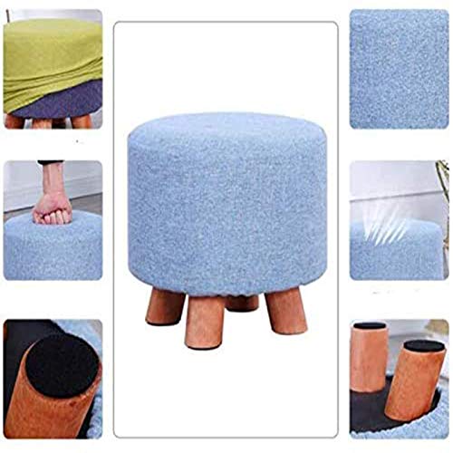 Pouf repose-pieds en tissu 28x20cm et bois massif pour salon