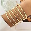 IFKM Gold Bangle Bracelets For Women, 14k Gold Plated Multi Layer Stackable Cuff Bracelet Set, Trendy Elegance Charms Non Tarnish Minimalist Textured Boho Jewelry Gift for Women #2
