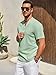 Runcati Mens Casual Henley Shirts Linen Short Sleeve V Neck Band Collar Shirt Beach Summer Hippie Lightweight Tops Mint