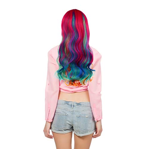FRCOLOR Perucas Onduladas Coloridas Com Franja Gradiente Perucas de Cabelo Comprido Peruca Sintética