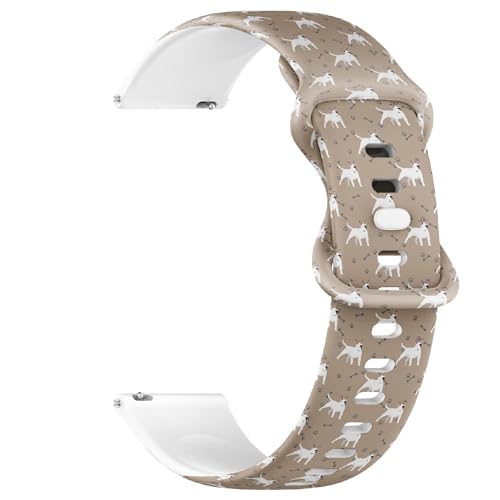 Compatible with Garmin Fenix 7/7 Pro, Fenix 6/6 Pro, Fenix 5/5 Plus, Epix (Gen2) / Epix Pro (Gen2), 22mm Sport Watch Band (Bull Terrier Dog Colorful) Silicone Soft Strap Bracelet