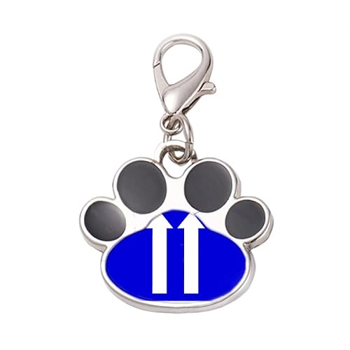 DIYthinker?Upwards Blue Square Warning Mark Pet Tag Keychain Dog Cat ID