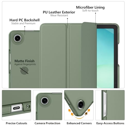 Image of MoKo for Samsung Galaxy Tab A11 Plus / A11+ Case 11 Inch 2026, Galaxy Tab A9 Plus / A9+ Case 11 Inch 2024, Slim Stand Hard PC Translucent Back Shell Smart Cover, Auto Wake /Sleep, Celadon