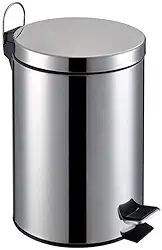 Lixeira Inox Com Pedal Tampa Grande Redonda 12L com Cesto Interno e Alça Design Moderno Ideal para Banheiro Escritório Cozinha