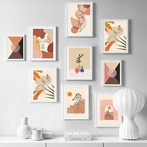 Whaline 6 Pack Mini Abstract Line Art Poster Minimalist Wall Art Prints Waterproof Woman Face Drawing Modern Aesthetic Room Decor for Photo Frame Girls Women Home Bedroom College Dorm, 6.48