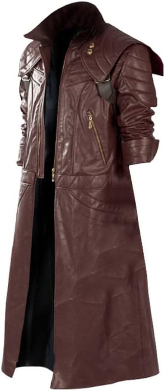 Vista 2 de LP-FACON DMC Dant-e - Disfraz de cosplay para hombre, chaqueta de cuero granate