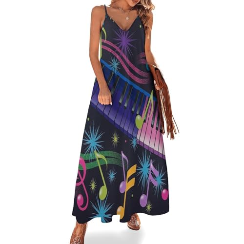 Robe imprimé thème musical amusant pour femme avec motif piano original