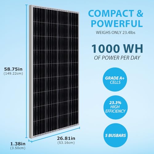 Image of Mighty Max Battery 200 Watt 12 Volt, High Efficiency Monocrystalline Solar Panel with Solar Connectors for RV, Marine, Rooftop Farm, Home and Many Other Off-Grid Applications and More..