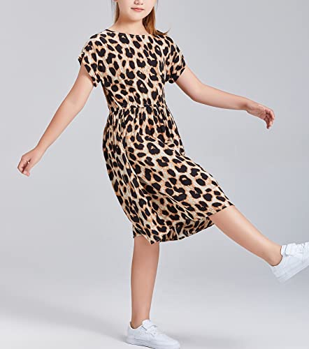 DaniChins Girl Casual Short-Sleeve Floral Print Dress Kid Playwear Dress with Pockets4