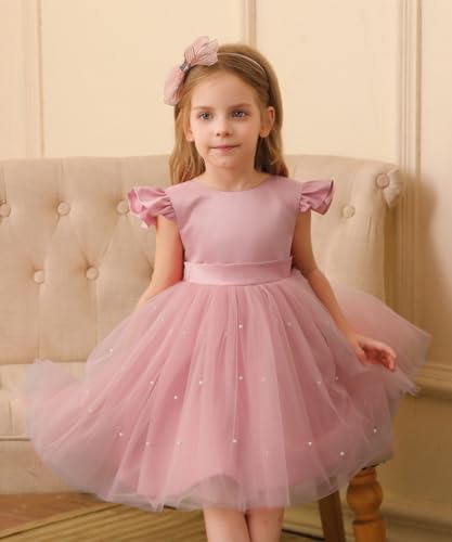 Flower Girl Dresses Wedding Tulle Ruffle Baby Girl Pageant Birthday Party Ball Gown with Bowknot3