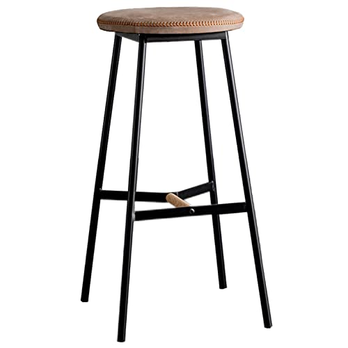 Bar Height Bar Stool for Kitchen Counter Industrial Stool Leather Upholstered Barstool Fixed Height High Chair for Home Kitchen Island, Shops or Pub, 330 LBS Bear Capacity (B Sitting Height 75cm)