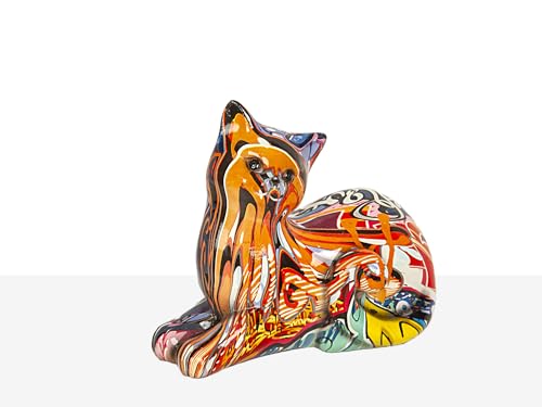 Statue de chat en résine colorée : objet de décoration moderne