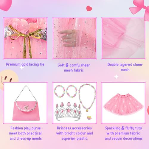 image for Meland Princess Dress up Clothes for Little Girl, 11Pcs Princess Cape 