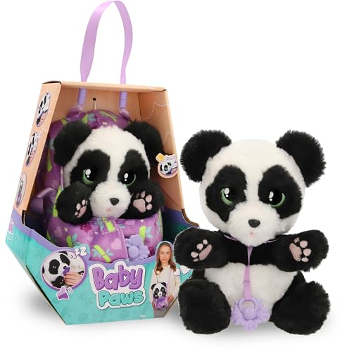 Baby Paws Panda peluche interativo panda com sons que abre e fecha os olhos e inclui uma bolsa para levar meninos e meninas de 3 anos ou mais