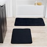 Bedford Home 2 Piece Memory Foam Striped Bath Mat, Black
