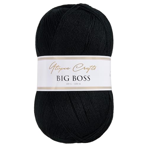 Utopia Crafts Big Boss 400g Knitting & Crochet Yarn 1200m (Deep Black)