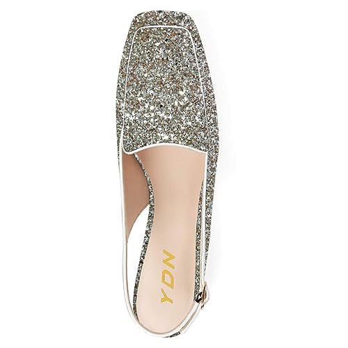 Image of YDN Women Closed Square Toe Block Low Heels Slingback Formal Loafer Dressy Shoes Office Lady Pump Size 4-15 US