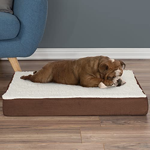 Orthopedic 2-Layer Memory Foam Dog Bed With Machine Washable Sherpa Cover 30X20.5 Bed For Medium Dogs Up To 45Lbs By Petmaker (Brown) (Pack Of 1) #TOP5