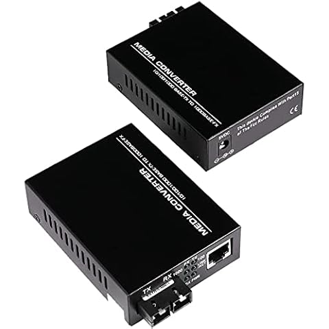 A Pair 2 Pack Multi-Mode Dual SC Fiber Gigabit Fast Ethernet Media Converter, Mini 1x 10/100/1000Base-T RJ45 to 1000Base-SC Slot Converter Transceiver, up to 2KM 850-1310-nm, AC 100V~240V Cover