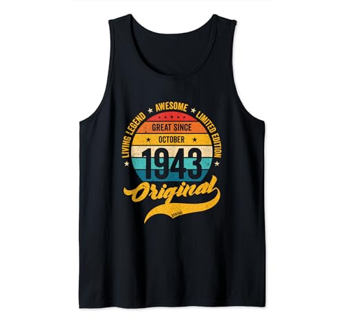 80 cumpleaños Retro Octubre 1943 Vintage Bday Classic Camiseta sin Mangas