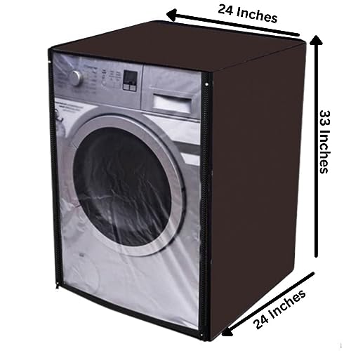 Image of Waterproof & Dustproof Front Loading Washing Machine Front Clear Cover Suitable for Normal IFB 6.5kg, 7 Kg, 7.5Kg & 8kG / 61X61X84cm Washing Machines (Grey) (5, Brown)