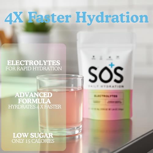 Image of SOS Hydration Electrolyte Powder Drink Mix | Low Sugar | Rapid Rehydration | Keto Friendly | Rainbow Sherbet