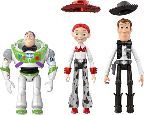 Disney Princess Pixar Toy Story - Figura de ação de 3 unidades, Bright Woody Buzz Lightyear e Jessie, Black Tie Hollywood Stars, brinquedos de escala de 7 polegadas