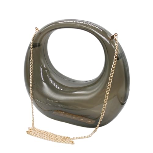 Image of Acrylic Evening Clutch Purse Top-handle Moon Hobo Bag, Elegant Marble Handbag for Wedding Cocktail Party