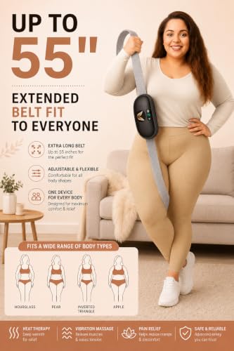 Image of Mia&Coco Electric Heating Pad for Period Cramps with 6 Heating & Vibration Modes | Portable Menstrual Pain Relief Device | Rechargeable Period Pain Relief Products & Gifts for Women (BLACK)