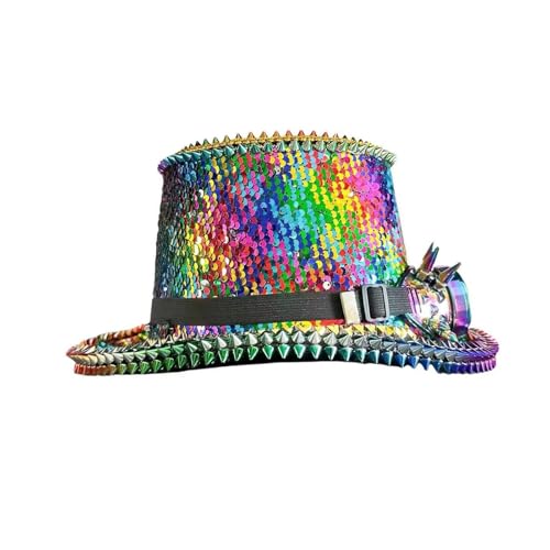 Casquette de capitaine à paillettes scintillantes et lunettes de festival