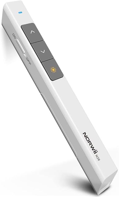 NORWII N26 Laser Pointer for Presentation Clicker 330FT/100M, 2.4GHz Wireless Presenter PPT Clicker for PowerPoint Remote Presentation Pointer Computer Clicker (White)