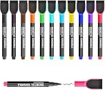 DumanAsen12 Pcs Magnetic Whiteboard Pens with Erase, Fine Point Dry Erase Markers Perfect For Writing on Whiteboards, Dry Erase Boards (Multicolor)