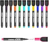DumanAsen12 Pcs Magnetic Whiteboard Pens with Erase, Fine Point Dry Erase Markers Perfect For Writing on Whiteboards, Dry Erase Boards (Multicolor)