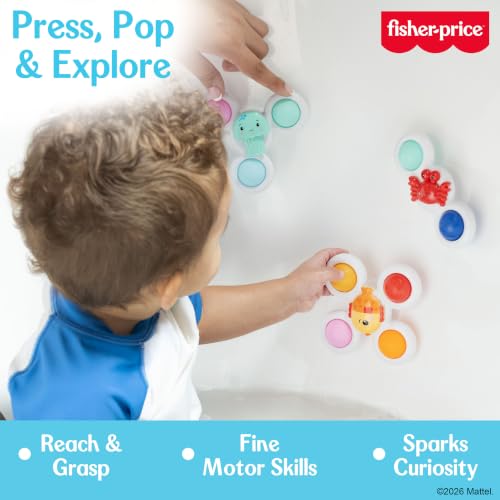 Fisher-Price™ Sensory Spin Set, 3-Piece Suction Cup Spinner Toys for Babies & Toddlers, Bath Toys & Activity Toys for High Chairs, Tables & Windows, 6M+ - image 3