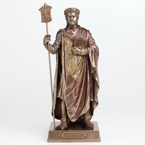 Estatua de Justiniano I en resina con acabado bronce 10.25 pulg miniatura 2