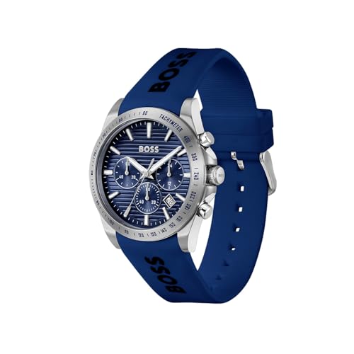 Image of BOSS Strike Qtz Fashion Chrono Dark Blue Round Dial Men's Watch|Blue Silicone Material|Blue Color Band - 1514239