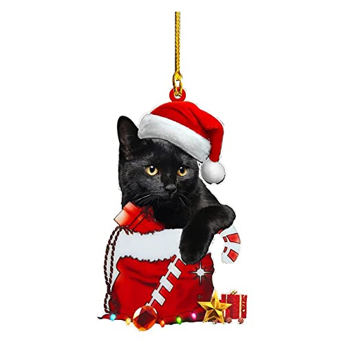 Dantazz Weihnachtsschmuck Weihnachten Katze Eichhörnchen Ornament Acryl Tier-Figur Hängende Dekoration Weihnachtsbaum Ornament Christbaumschmuck Weihnachtsanhänger Weihnachten Deko (G, OneSize) Cover