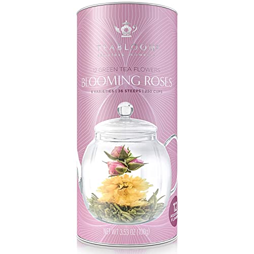 Teabloom Rose Flowering Tea – 12 Hand Tied Blooming Tea Flowers – 36 Steeps, Makes 250 Cups – Romantic Rose Tea Gift Set For Tea Lovers #TOP7