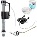 Saillong Universal Toilet Tank Replacement Kit, Include Toilet Fill Valve, 2 Inch Low Flow Toilet Rubber Flapper, Side Mount Toilet Flush Brass Handle(Dark Grey, Black,1 Set)
