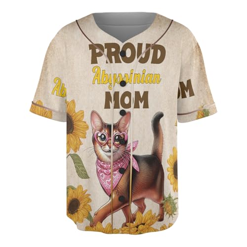 Proud Abyssinian Mom Happy Mother's Day with Love All Over Print 3D Baseball Jersey Shirt Cat Lover Kitten Owner Gifts Softball Sport - 02003