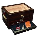 EWT High Gloss 100CT Cigar Display Humidor with Accessory Drawer and Pickup Tray (70~120 Cigars)