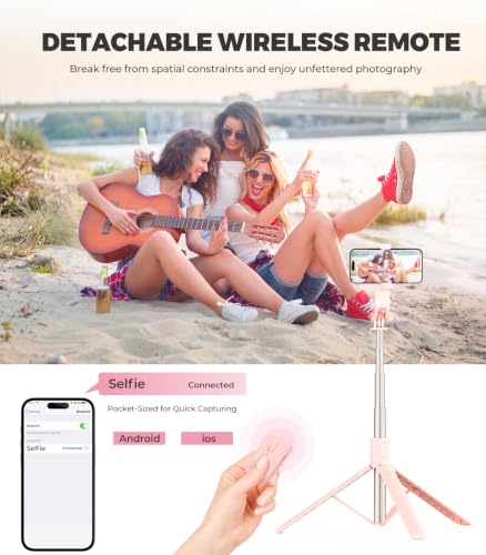 Image of 71 inch Phone Tripod & Selfie Stick for iPhone /Samsung /Android /Camera | Portable All-in-One Extendable Phone Tripod Stand with Wireless Remote for Selfies, Live Streaming & Video Recording.