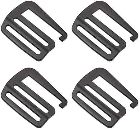 sourcing map Metal G Ganchos Correas Hebillas, 4uds 1,5" 38mm G-Gancho Ondulada Hebilla Ajustador Desliza Hebilla para Mochila Correa Cinta, Mate Negro